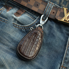 Crocodile Leather Mens Audi Volkswagen Toyota Car Key Case Car Key Holder with Belt Loop For Men - iwalletsmen