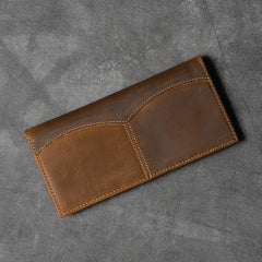 Vintage Brown Leather Mens Bifold Long Wallet Long Bifold Card Wallet For Men - iwalletsmen