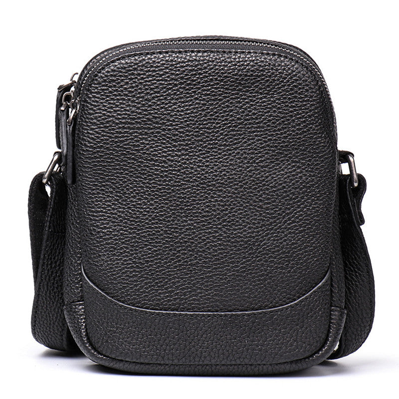 Casual Black Leather Mens Small Shoulder Bag Small Side Bag Messenger ...