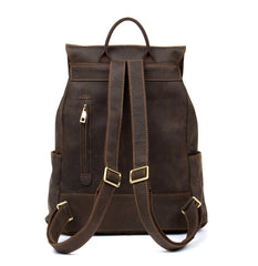 Brown Mens Leather 15 inches Computer Backpacks Black Cool Travel Backpacks Laptop School Backpack for men - iwalletsmen