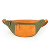 Canvas Leather Mens Caramel Waist Bag Army Green Fanny Pack Hip pack Chest Bag For Men - iwalletsmen