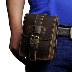 Small Leather Belt Pouch Mens Holsters Belt Cases Cell Phone Waist Pouch for Men - iwalletsmen