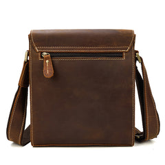 Vintage Brown  Leather Men's Small Side Bag Vertical Messenger Bag Tablet Bag For Men - iwalletsmen