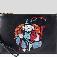 Handmade Leather Mens Cool Embroidery Wallet Zipper Clutch Wristlet Wallet for Men - iwalletsmen