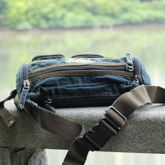 Blue Denim Mens Casual Waist Bag Fanny Packs Blue Jean Hip Bag Bum Bags For Men - iwalletsmen
