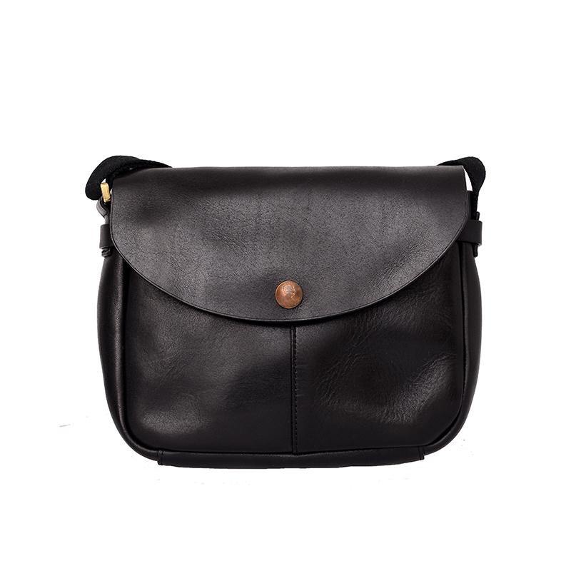 Vintage Black Leather Men Small Brown Side Bag Black Messenger Bags Courier Bag For Men - iwalletsmen