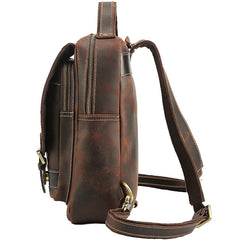 Cool Leather Coffee Mens Backpack Vintage School Backpack Laptop Backpack for Men - iwalletsmen