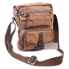 Canvas Black Mens Vertical Postman Bags Canvas Messenger Bags Khaki Courier Bag For Men - iwalletsmen
