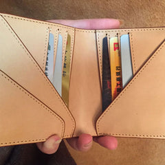Handmade Leather Mens Cool billfold Leather Wallet Men Slim Wallet Bifold for Men