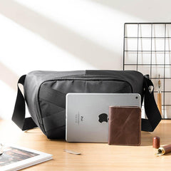 Cool Black Nylon Mens 10 inches Chest Bag Messenger Bags One Shoulder Backpack Black Side Bag for Men - iwalletsmen