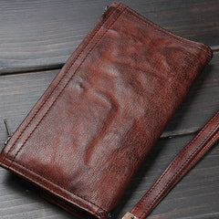 Handmade Mens Cool Long Leather Chain Wallet Cards Biker Trucker Wristlet Wallet - iwalletsmen