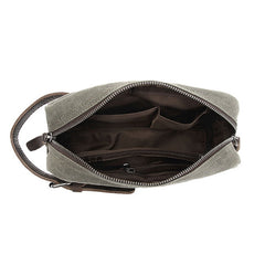 Cool Waxed Canvas Leather Mens Zipper Wristlet Bag Vintage Clutch Zipper Bag for Men - iwalletsmen
