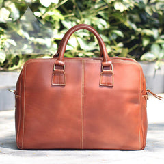 Vintage Brown Mens Leather Briefcase Work Handbag Dark Coffee 14'' Computer Briefcase For Men - iwalletsmen