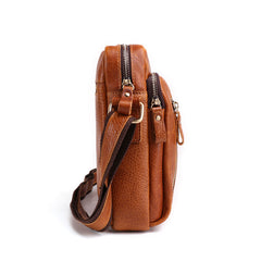 Cool Brown Leather Mini Messenger Bags Small Tablet Messenger Bag Side Bag For Men - iwalletsmen