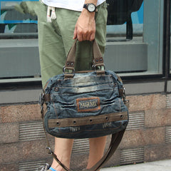 Fashion Blue Denim Mens Womens HandBag Courier Bags Blue Jean Messenger Bags For Women - iwalletsmen