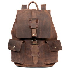 Casual Brown Mens Leather 15-inch Large Backpacks Brown College Backpack School Backpacks for men - iwalletsmen