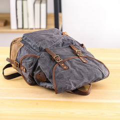 Waxed Canvas Leather Mens Army Green 15‘’ Large Backpack Travel Backpack College Backpack for Men - iwalletsmen