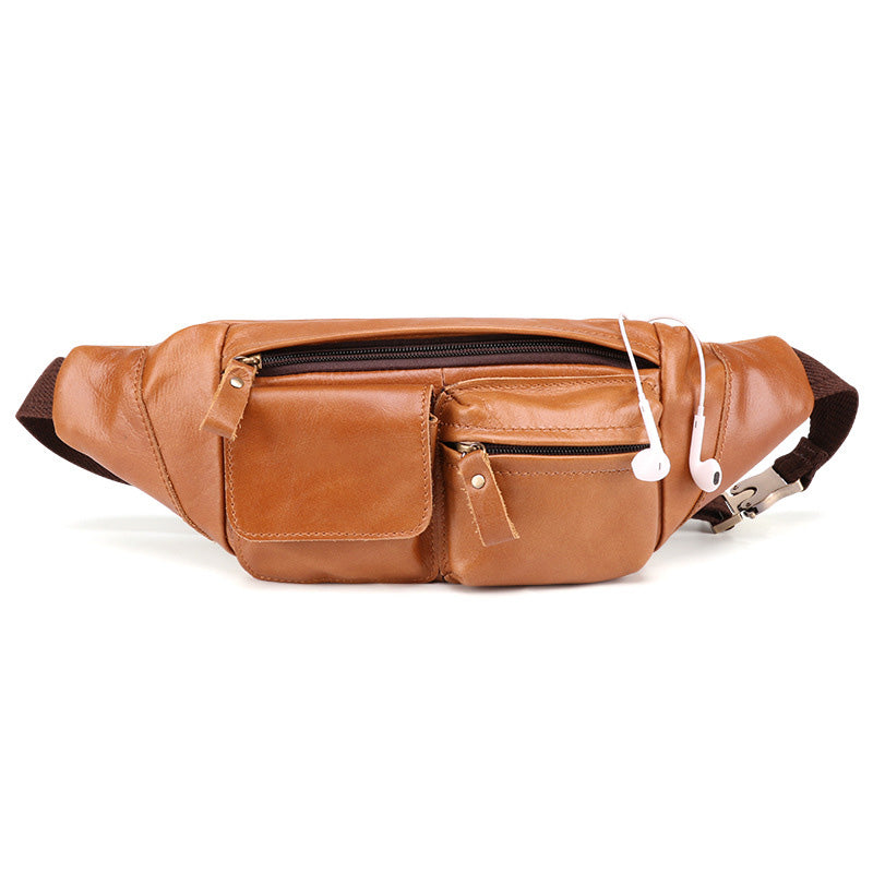Cool Brown Leather Men's Fanny Pack Hip Pack Waist Bag Chest Bag For Men - iwalletsmen