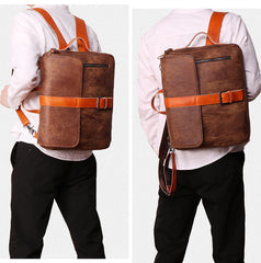 Cool Brown Leather Men's Messenger Bag Handbag Backpack Briefcase For Men - iwalletsmen