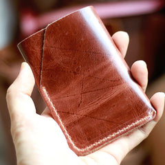 Handmade Dark Brown Leather Mens Card Holder Tan Card Holder Small Card Case For Men - iwalletsmen