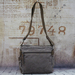 Fashion Canvas Black Mens Small Postman Bag Canvas Messenger Bags Courier Bag For Men - iwalletsmen