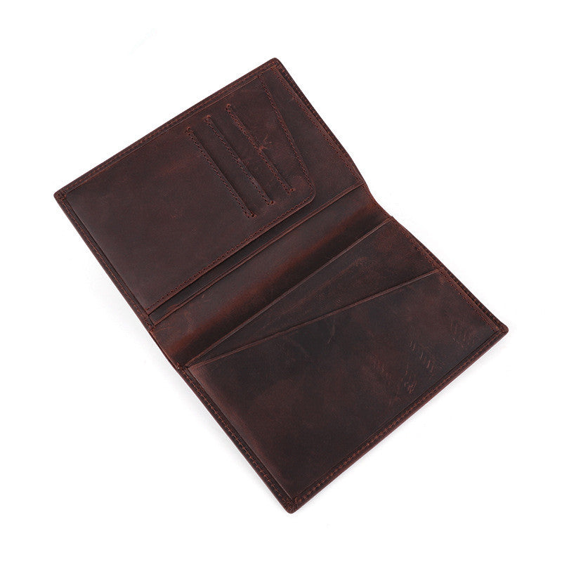 Slim Black RFID Men's Leather Bifold Dark Brown Passport Wallet Travel Wallet Ticket Wallet For Men - iwalletsmen