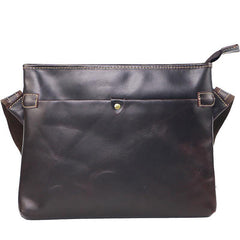 Dark Coffee Leather Mens Casual Small Courier Bag Messenger Bags Brown Postman Bag For Men - iwalletsmen