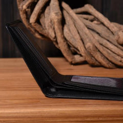 Genuine Leather Mens Cool billfold Leather Wallet Men Small Wallets Bifold for Men - iwalletsmen