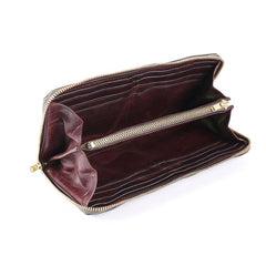 Cool Leather Mens Coffee Long Wallet Zipper Clutch Bag Phone Wallet Long Wallet For Men - iwalletsmen
