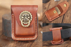 Handmade Brown Leather Mens Zippo Lighter Case With Belt Loop Zippo Standard Lighter Holders For Men - iwalletsmen