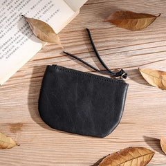 Black Leather Mens Card Wallets Cool Small Zipper Change Wallet Coin Purse For Men - iwalletsmen