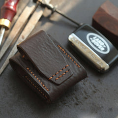 Dark Brown Handmade Leather Mens Black Car Key Holder Car Key Case with Belt Loop For Men - iwalletsmen