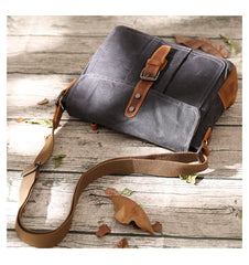 Small Waxed Canvas Mens Waterproof Green Side Bag Courier Bag Messenger Bag for Men - iwalletsmen
