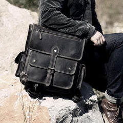 Handmade Leather Mens Cool Backpack Messenger Bag Briefcase Work Bag Business Bag for men