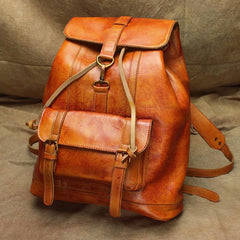 Casual Black Leather Men's Backpack College Backpack Brown 14inch Laptop Backpack For Men and Women - iwalletsmen