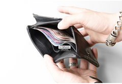 Genuine Leather Mens Cool billfold Leather Wallet Men Small Wallets Bifold for Men
