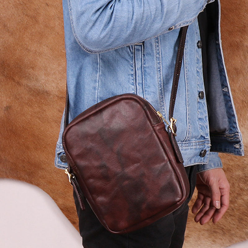 Cool Leather Mens Camera Bags Small Shoulder Bag Crossbody Bags For Men - iwalletsmen