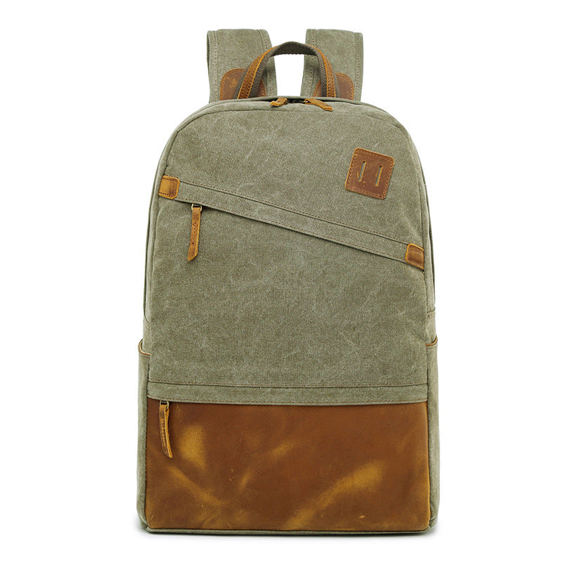 Canvas Leather Mens 14" Black Computer Backpack Green Travel Backpack Blue College Backpack for Men - iwalletsmen
