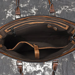 Vintage Leather Men's Briefcase 14inch Laptop Bag Handbag Work Bag For Men - iwalletsmen