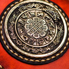 Handmade Leather Small Tibetan Tooled Mens billfold Wallet Cool Chain Wallet Biker Wallet for Men