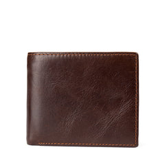Brown Cool Leather Mens Thin Small Wallet Front Pocket Wallet Trifold billfold Wallets for Men - iwalletsmen
