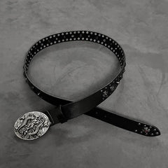 Badass Mens Leather Lizard Rivet Rock Punk Belt Motorcycle Belt Leather Belt For Men - iwalletsmen