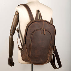 Brown Casual Mens Leather 15-inch Large Laptop Backpacks Brown Travel Backpacks School Backpacks for men - iwalletsmen