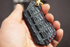 Black Crocodile Leather Mens Disposable Lighter Case Lighter Holder with Belt Clip For Men - iwalletsmen