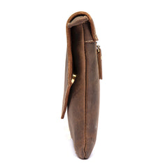 Dark Brown Vintage Leather Wristlet Bag Mens Tablet Bag Handy File Bag Clutch Bag For Men - iwalletsmen