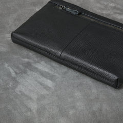 Black Leather Mens Business Clutch Bag Mini Tablet Clutch Wallet For Men - iwalletsmen