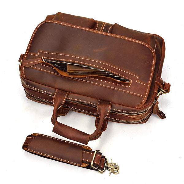 Cool Leather Men Vintage Briefcase Work Bag Handbag Shoulder Bags For Men - iwalletsmen