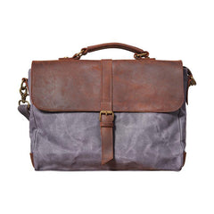 Waxed Canvas Leather Mens 14 inches Messenger Bag Briefcase Courier Side Bag for Men - iwalletsmen