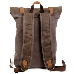 Waxed Canvas Leather Mens Cool Backpack Canvas Travel Backpack Canvas School Backpack for Men - iwalletsmen