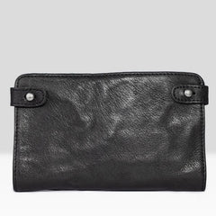 Genuine Leather Mens Cool Long Leather Wallet Bifold Clutch Wallet for Men